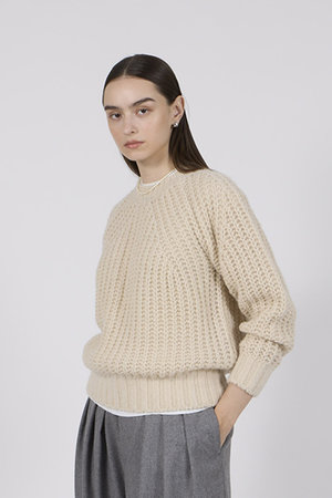 新品 バトナー シグニチャー ニット コットン クルーネック アイボリー 2 M BATONER コットン シグネチャー クルーネックニット アイボリー サイズ