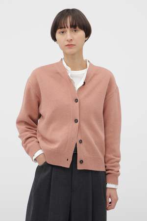 (1回着用)マーガレットハウエル 毛 カーディガン ニット Ⅱ M マーガレットハウエル ルバーブピンク カシミヤ＆ファインウール