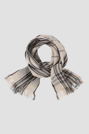マーガレットハウエル　ウールシルクチェック柄ストール MARGARET HOWELL(マーガレット・ハウエル)｜LINEN GRAPHIC CHECK SCARF