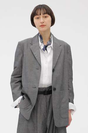 MARGARET HOWELL SOFT COTTON CHAMBRAY 1 定価42900円 ストライプシャツ 25AW ホワイト グレー レディース マーガレットハウエル【中古】5-1014M♪ MARGARET HOWELL - MARGARET HOWELL SOFT COTTON CHAMBRAY 1 定価42900