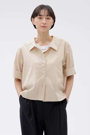 MARGARET HOWELL ベージュ フリル襟シャツ サイズII 春　薄手 MARGARET HOWELL(マーガレット・ハウエル)｜WASHED COTTON SHIRT