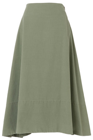 マディソンブルー♡ミモレ フレア マキシ丈スカート リネン100% グリーン マディソンブルー♡ミモレ フレア マキシ丈スカート リネン100