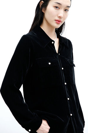 美品　マディソンブルー  シャツ　黒　ブラック　01 美品 MADISONBLUE マディソンブルー MADAME WORK SHIRT VELOUR 長袖