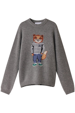 MAISON KITSUNE(メゾン キツネ)｜【MEN】DRESSED FOX インターシャジャンパー/ミディアムグレーメランジ  の通販｜ELLESHOP・(エル・ショップ)