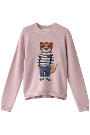 MAISON KITSUNE(メゾン キツネ)｜DRESSED FOX インターシャ ジャンパー/ライトピンク  の通販｜ELLESHOP・(エル・ショップ)