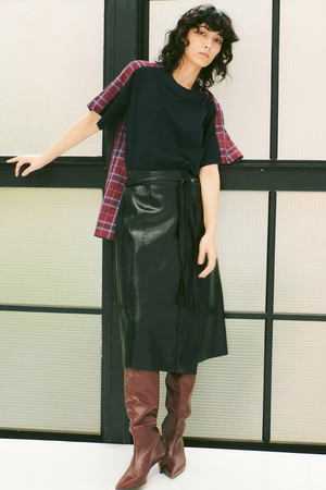 品質満点 ルシェルブルー フレアスカート フェイクレザー Bleu Ciel Le ロングスカート