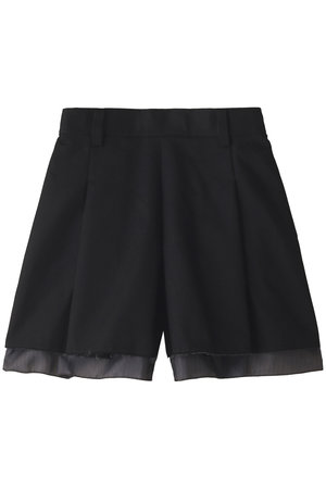 柄デザイン無地Tuck Flair Shorts ルシェルブルー