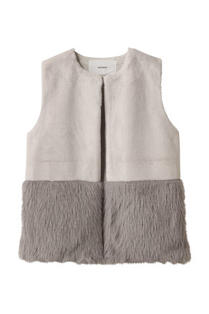 ADAWAS(アダワス)｜フェイクファー パネルベスト/グレー の通販