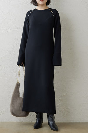 Whim Gazette(ウィム ガゼット)｜ジョーゼットワンピース/ブラック の  