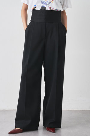 Whim Gazette(ウィム ガゼット)｜カマーベルトタックパンツ/ブラック