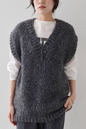 Whim Gazette(ウィム ガゼット)｜ハンドニットVプルオーバー