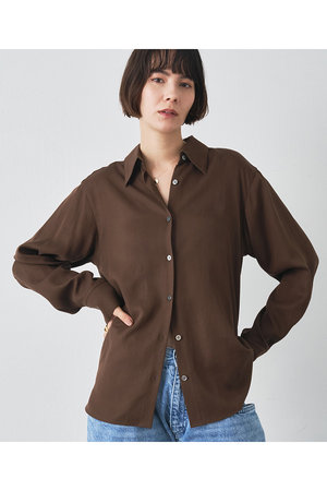 Whim Gazette(ウィム ガゼット)｜トロミシャツ/ブラウン の通販