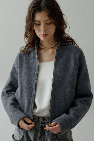 Whim Gazette(ウィム ガゼット)｜ニットブルゾン/グレー の通販