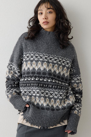 Whim Gazette(ウィム ガゼット)｜フェアアイルプルオーバー/グレー の