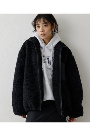 Whim Gazette(ウィム ガゼット)｜ボアブルゾン/ブラック の通販