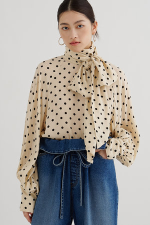 Whim Gazette　ウィムガゼット　25SSボウタイブラウス Whim Gazette(ウィム ガゼット)のギンガムチェックボウタイブラウス