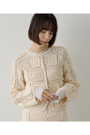 Whim Gazette(ウィム ガゼット)｜ハンドクロシェカーデ/エクリュ の