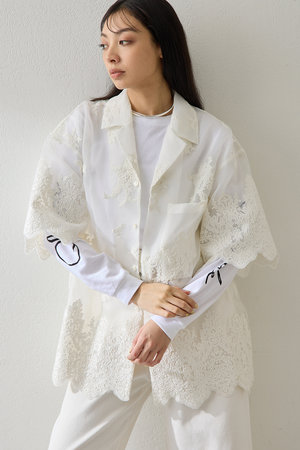 whim gazette ストレッチレースシャツ Whim Gazette（ウィム ガゼット） ブラウス シャツ 「THE PAUSE