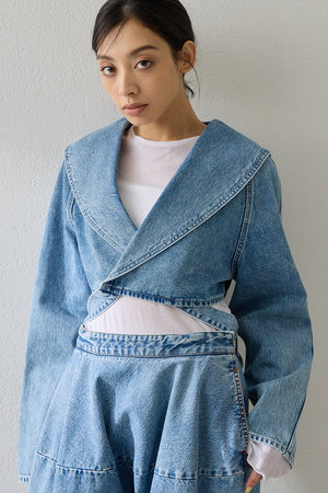 Whim Gazette(ウィム ガゼット)｜バックリボンデニムジャケット/ブルー