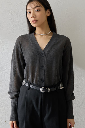 1　未使用級！　ウィムガゼット  14G　ロングカーディガン　グレー　24SS 14Gロングカーディガン | Whim Gazette(ウィム ガゼット)レディース