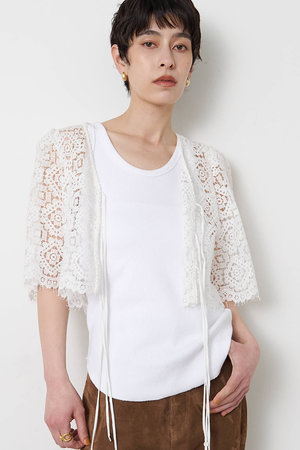 Rene ♡ふわふわボレロ　カシミヤ100%　パール 36　白 Whim Gazette(ウィム ガゼット)｜レースボレロ/オフホワイト の通販