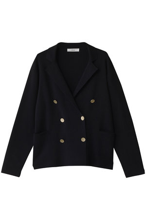 試着のみ　ebure コットンシルクニット ジャケット カーディガン ネイビー ebure(エブール)｜コットンシルク ニットジャケットカーディガン