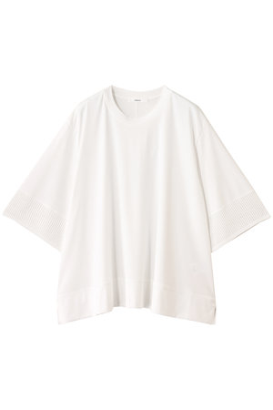 【新品❣️お洒落】ebure エブール　半袖カットソー　ホワイト　38 ebure(エブール)｜ハイゲージスムース フレアTシャツ/ホワイト の通販