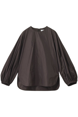 25SS 完売品 ebure トップス ブラウス ebure(エブール)｜マイクロタフタ ノーカラーブラウス/ブラウン の通販