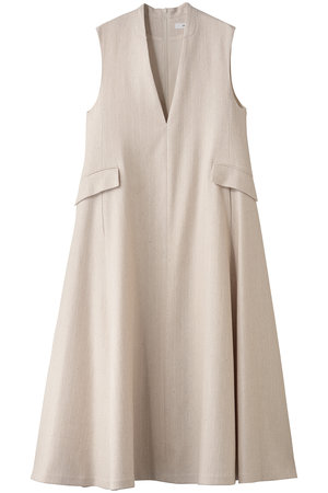 ebure(エブール)｜スパングルウールストライプ 深Vネックワンピース