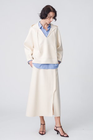 新品　 エブールebure ライトウールシャツブルゾン　アイボリー ebure(エブール)｜スパングルウールストライプ ドルマンスリーブシャツ