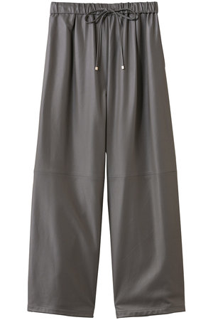 ebure(エブール)｜ソフトレザー ドロストワイドパンツ/グレー の通販