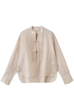 エブール　ブラウス ebure(エブール)｜ライトウールシルク バンドカラーブラウス/ライト