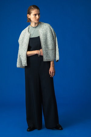 ebure(エブール)｜ビスコースブッチャー サロペット/ネイビー の通販