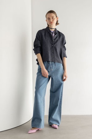 ebure(エブール)｜コンフォートデニム ワイドパンツ/インディゴ の通販