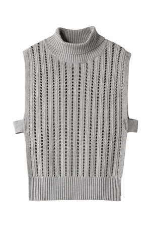 mizuiro ind(ミズイロインド)｜high neck vest ベスト/l.gray の通販