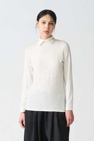 mizuiro ind(ミズイロインド)｜シャツカラーハイネックプルオーバー