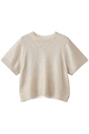 mizuiro ind(ミズイロインド)｜箔プリントハーフスリーブプルオーバー