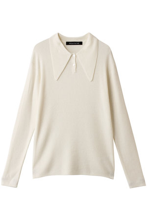 【美品・定価2.9万】ESTNATION ニットポロ L オフホワイト mizuiro ind(ミズイロインド)｜ロングカラーニットポロ/ivory の通販