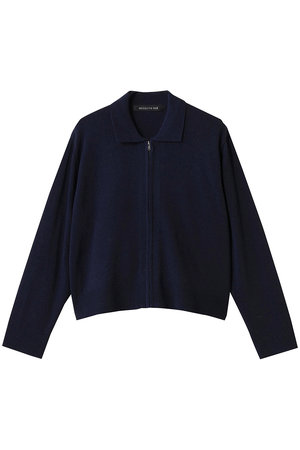 mizuiro ind(ミズイロインド)｜襟付きジップカーディガン/navy の通販