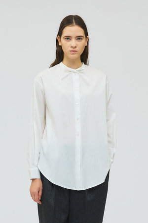 mizuiro ind(ミズイロインド)｜リボンタイロングシャツ/off white の