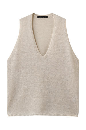 mizuiro ind(ミズイロインド)｜wide V neck vest ベスト/ivory の通販