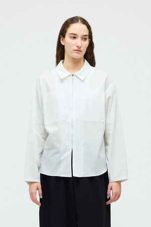 mizuiro ind(ミズイロインド)｜zip shirt シャツ/off white の通販