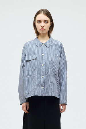 mizuiro ind(ミズイロインド)｜stripe coverall カバーオール/blue の