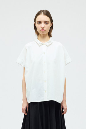 mizuiro ind(ミズイロインド)｜washer collar wide shirt シャツ/off