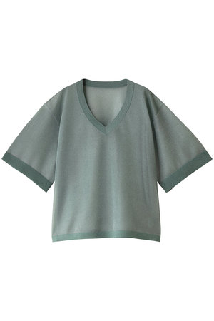 CLANE(クラネ)｜SHEER VNECK KNIT TOPS/トップス/GREEN の通販 