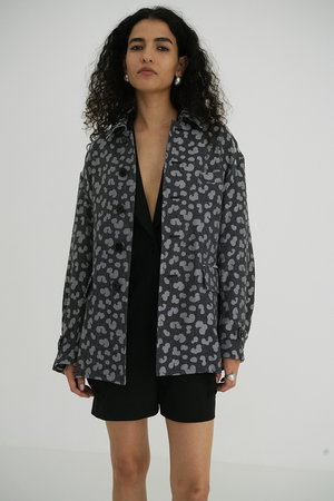LINEN LEOPARD JACKET CLANE 正規品 今期 CLANE(クラネ)｜LINEN LEOPARD JACKET/ジャケット/BLACK の通販