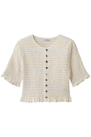 CLANE(クラネ)｜SHIRRING HALF SLEEVE BLOUSE/IVORY の通販｜ELLESHOP