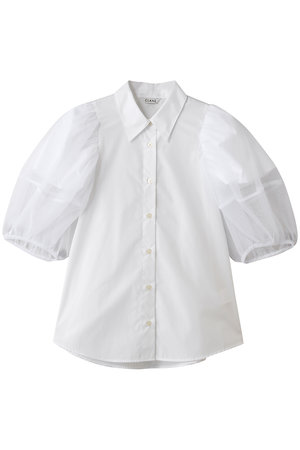 CLANE(クラネ)｜TULLE LAYERED SLEEVE SHIRTS/WHITE の通販｜ELLESHOP