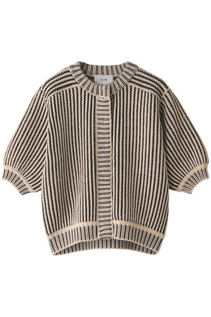 CLANE(クラネ)｜STRIPE CABLE HALF SLEEVE CD/アイボリー の通販｜ELLESHOP・(エル・ショップ)