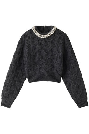 CLANE(クラネ)｜PEARL NECK KNIT TOPS/ニット/GRAY の通販